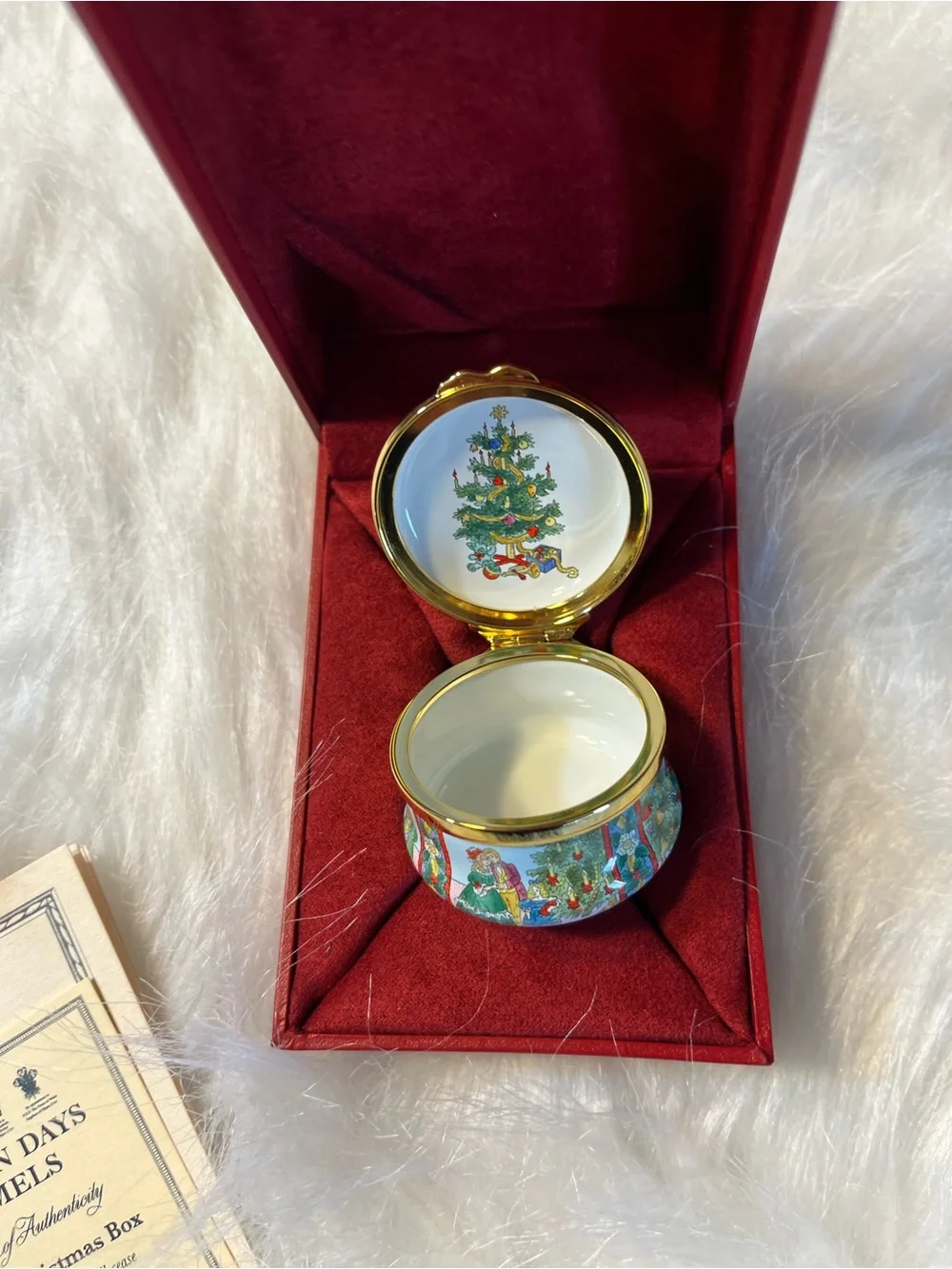 Halcyon Days Enamel Christmas 2006 Decorative Trinket Box - Red/Green
